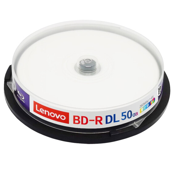 聯(lián)想（Lenovo）BD-R光盤 藍(lán)光刻錄可打印大容量光盤 50G 檔案可打印（10片桶裝） 原產(chǎn)
